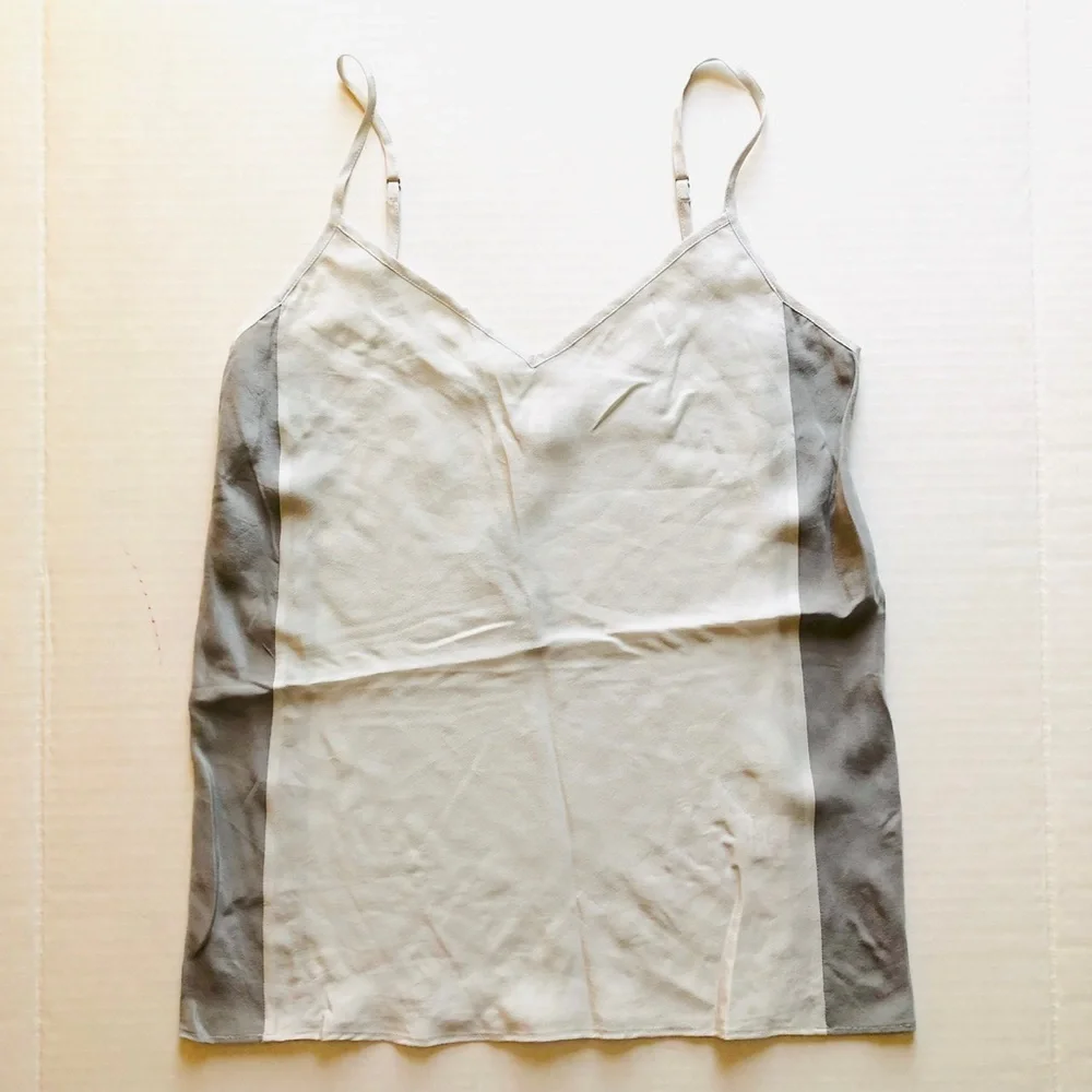 NWT J. Crew GREY Silk Racerback Tank w/ Adjustable Straps in Colorblock - Picture 4 of 7